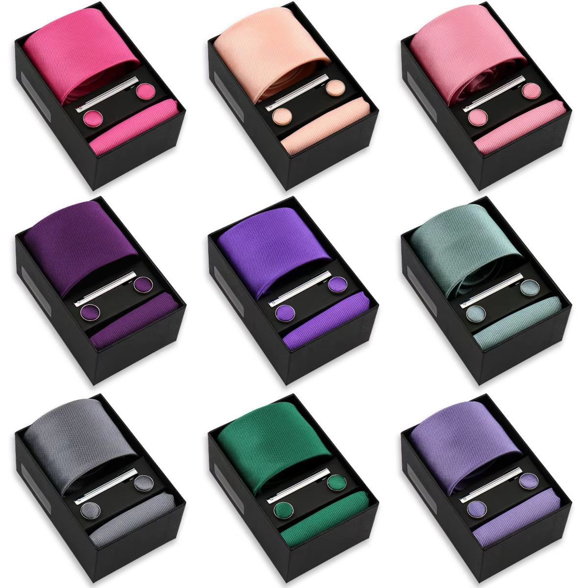 Men'S Accessories Gift Set Branded - Set Cravatta Tinta Unita di Marca